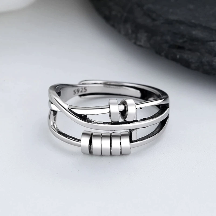 Anti Stress Ring aus 925er Sterlingsilber – Einstellbarer Antistressring für Stressabbau 0