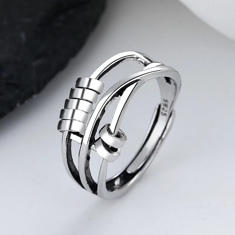 Anti Stress Ring aus 925er Sterlingsilber – Einstellbarer Antistressring für Stressabbau 1