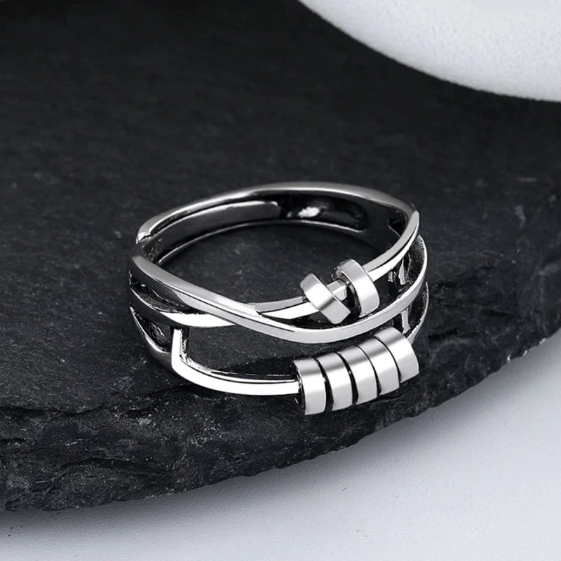 Anti Stress Ring aus 925er Sterlingsilber – Einstellbarer Antistressring für Stressabbau 2