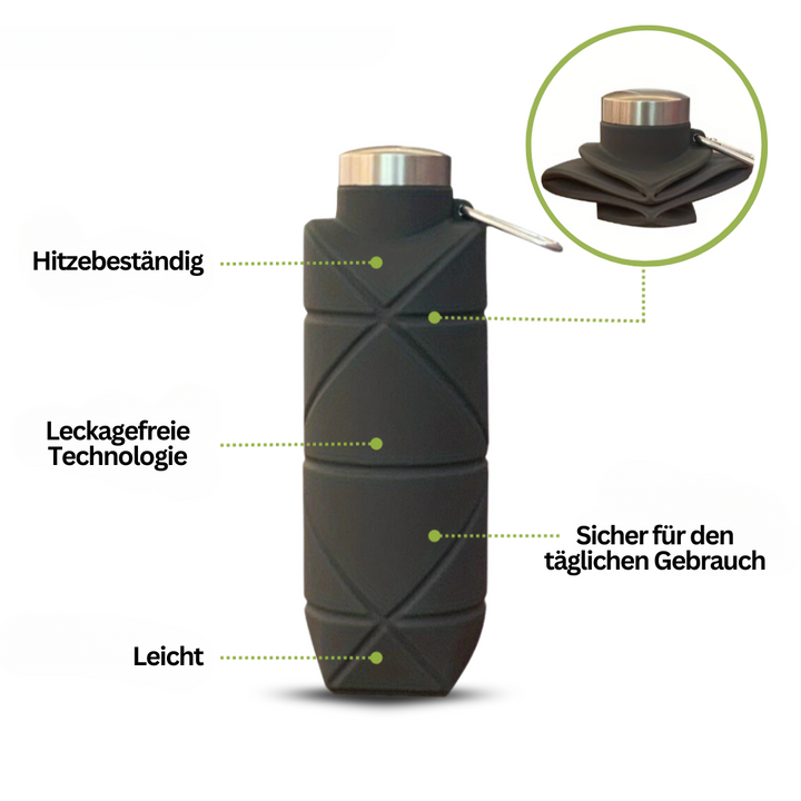 AquaFold – Faltbare Trinkflasche 750 ml aus Silikon, Auslaufsicher & Kompakt 4