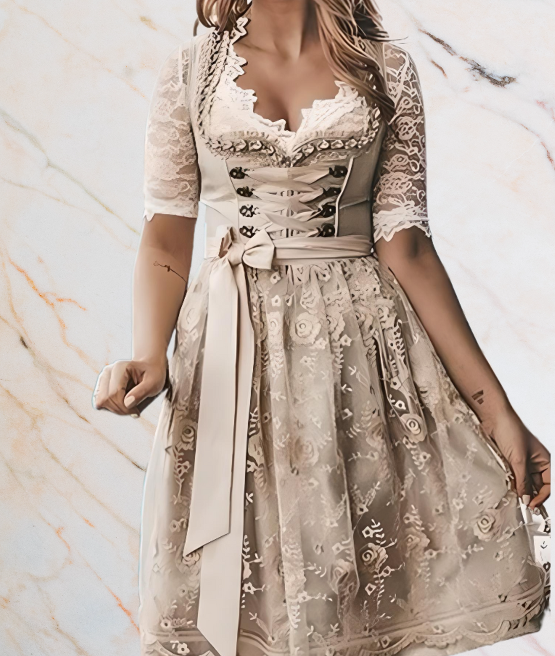 Beiges Mehrlagiges Minikleid Aus Hochwertigem High-Stretch-Stoff Für Jeden Anlass 0