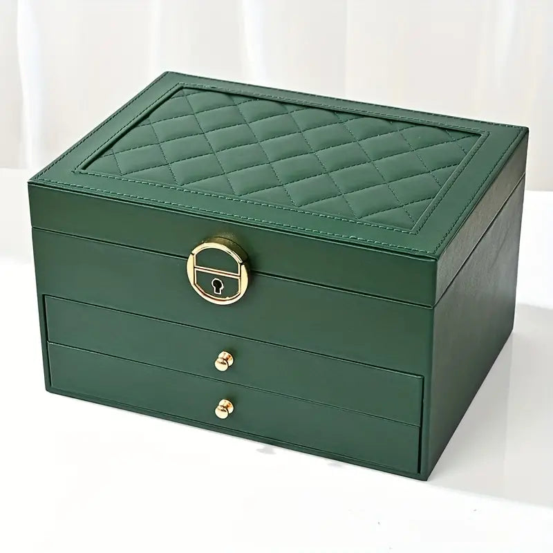 Elegante Leder Schmuckkästchen Damen mit Mehreren Schichten zur Optimalen Organisation 0