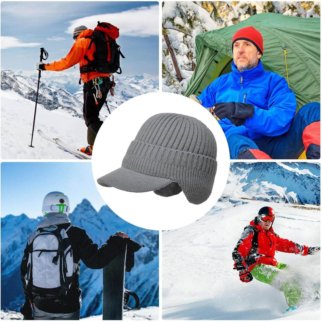 Kian Herren Mütze Winter mit Ohrenklappen aus Weichem Strickmaterial, Schwarz 5