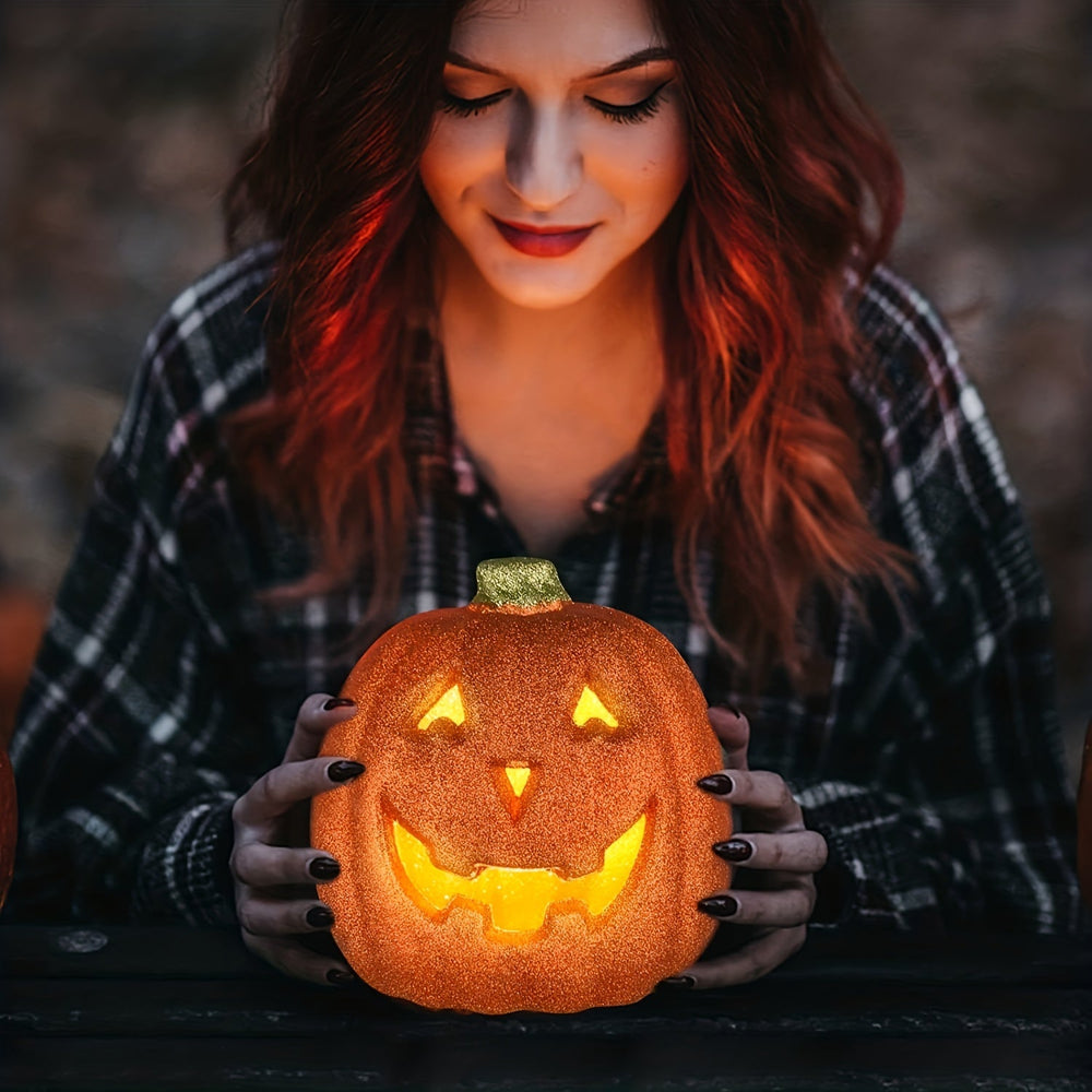 Luminöse Halloween Kürbis Deko – Batteriebetriebene Jack O'Lantern für Innen und Außen 1