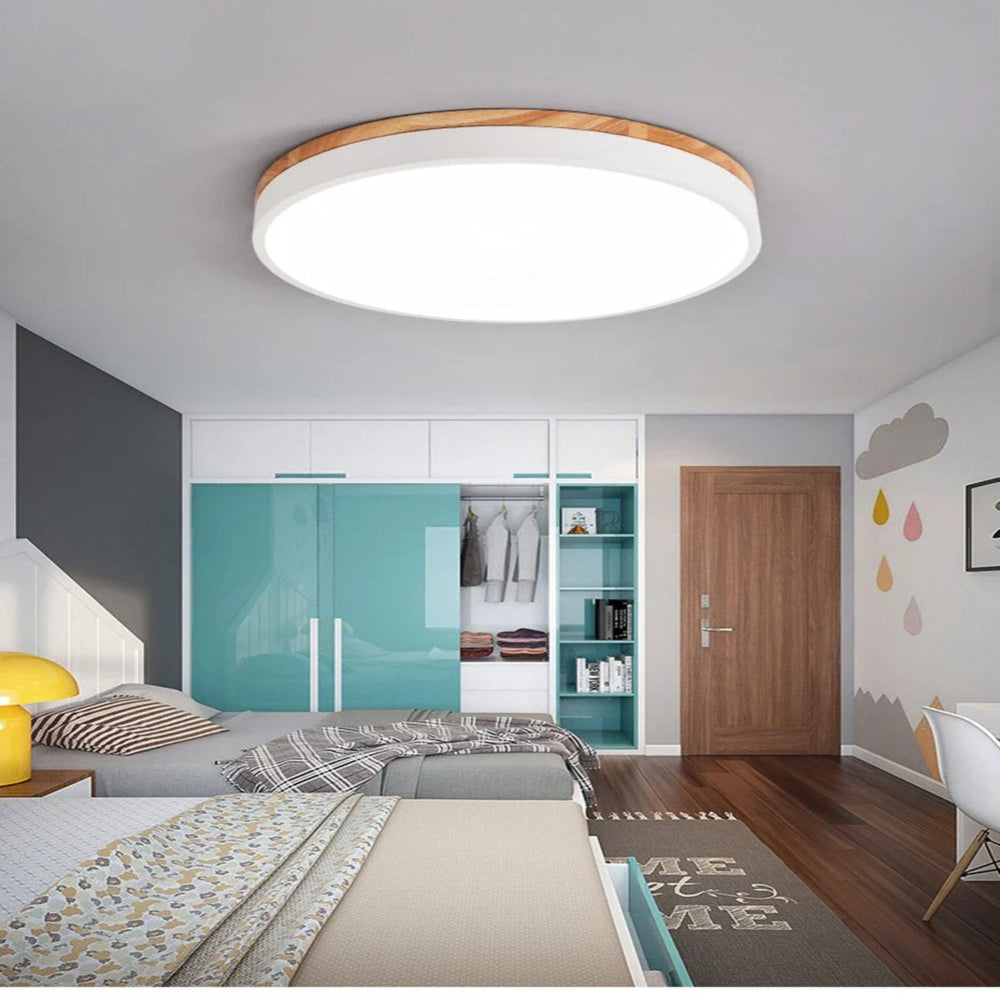 Nordic Minimalist Deckenleuchte – LED Deckenlampe aus Naturholz für Wohnzimmer und Schlafzimmer 4