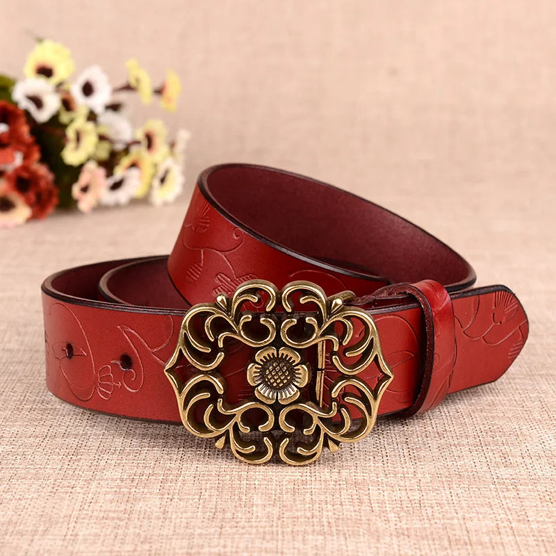 Trachtengürtel Jana – Damen Gürtel mit Sonnenblumenmuster und Nadelschnalle 4
