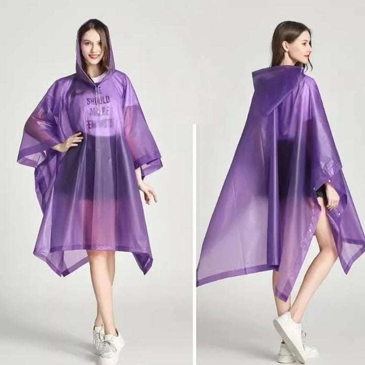 Transparenter winddichter Regenponcho für Damen – EVA Regenmantel für Radfahren und Wandern 0