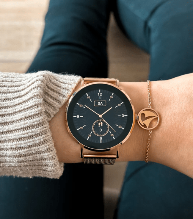 Ultradünne Smartwatch mit Gesundheitsmonitoring und 1,27 Touchscreen – Elegantes Roségold und Silber Design 2