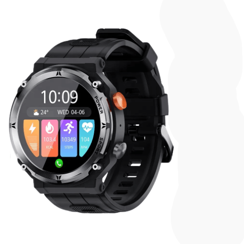 Unzerstörbare Smartwatch mit Herzfrequenzmessung, Wasserdicht bis 10m, 15 Tage Akkulaufzeit, 30 Sportmodi, Bluetooth-Kompatibel 4