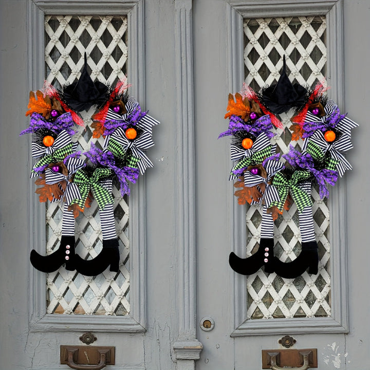 Verspielter Türkranz Für Halloween – Lustige Hexenbeine, Hut & Kürbisse 3