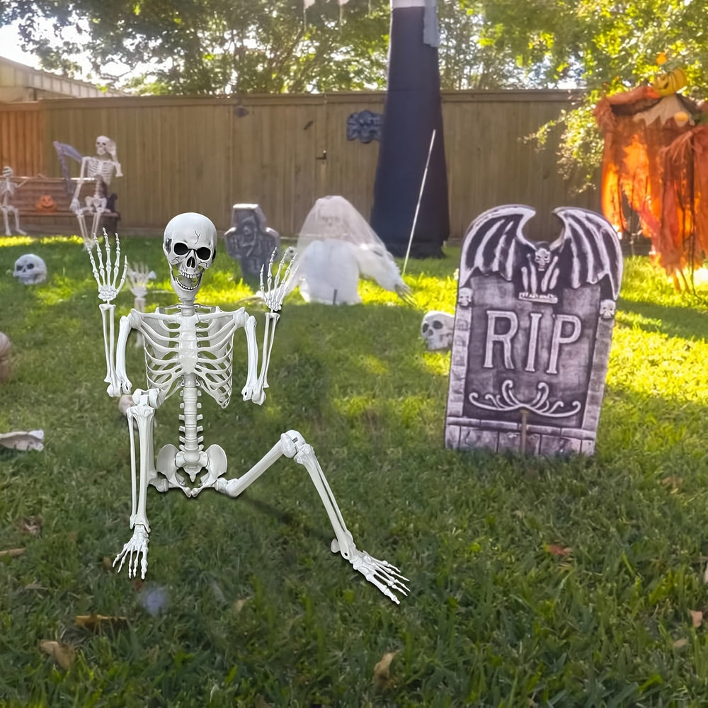 12-Fuß Halloween Skelett Deko – Posierbare Horror Dekoration für Außenbereich 1