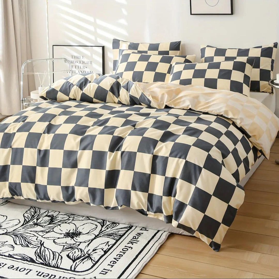 3-teiliges Bettwäsche Set 240x220 cm – Modernes Gerüstetes Design, Weich und Pflegeleicht mit Bettbezug und Kissenbezügen 0
