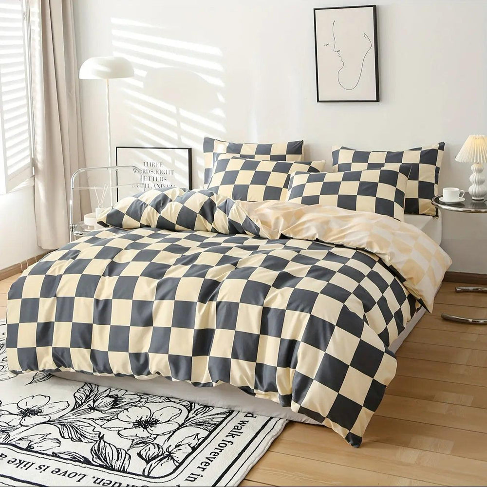 3-teiliges Bettwäsche Set 240x220 cm – Modernes Gerüstetes Design, Weich und Pflegeleicht mit Bettbezug und Kissenbezügen 1