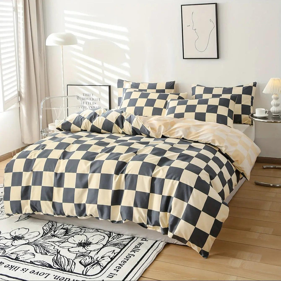 3-teiliges Bettwäsche Set 240x220 cm – Modernes Gerüstetes Design, Weich und Pflegeleicht mit Bettbezug und Kissenbezügen 1