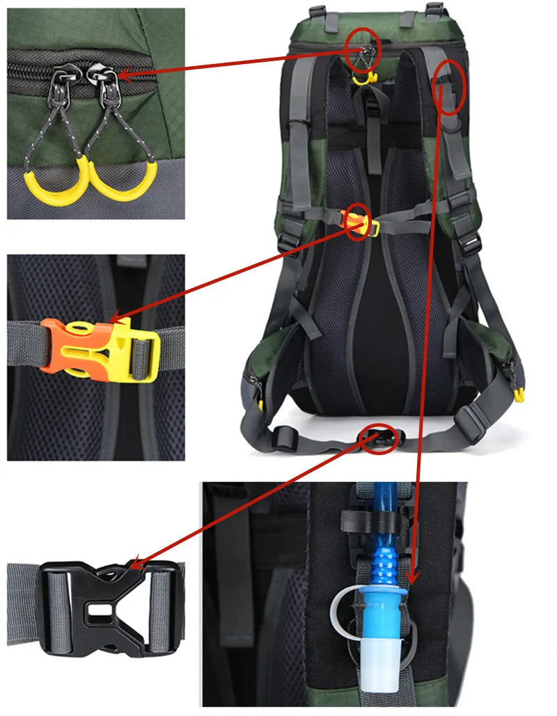 AdventurePro – 60L Wasserdichter Rucksack mit Organisierten Fächern und Komfort-Tragesystem 4