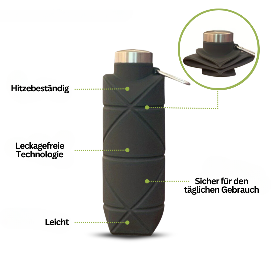 AquaFold – Faltbare Trinkflasche 750 ml aus Silikon, Auslaufsicher & Kompakt 4