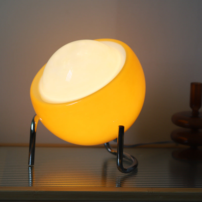 Bauhaus-Stil Tischlampe aus Glas – Retro Nachttischlampe mit Warmem Licht, LED-kompatibel, 21x25 cm 3