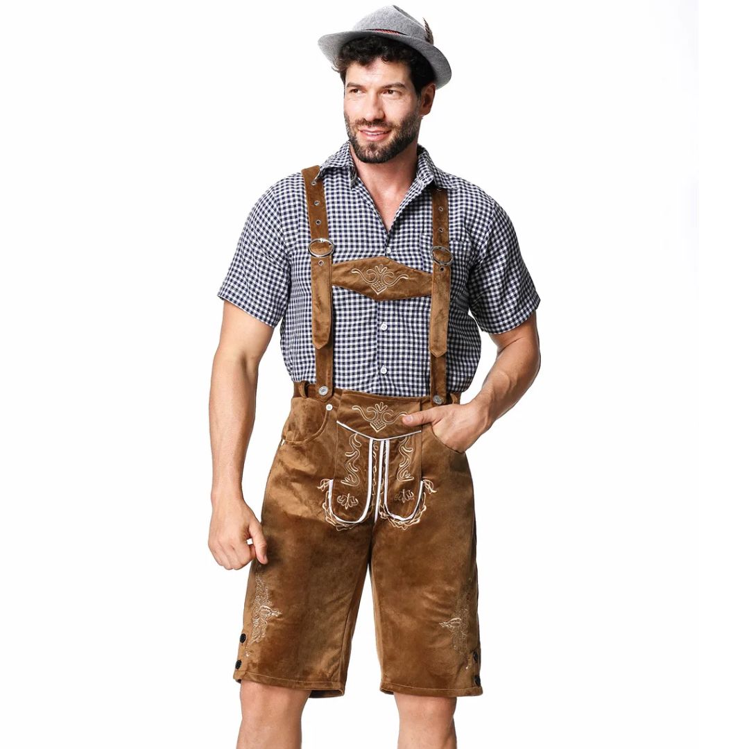 Bayerische Lederhose Carlos – Hochwertige Trachtenhose Herren für Oktoberfest 0