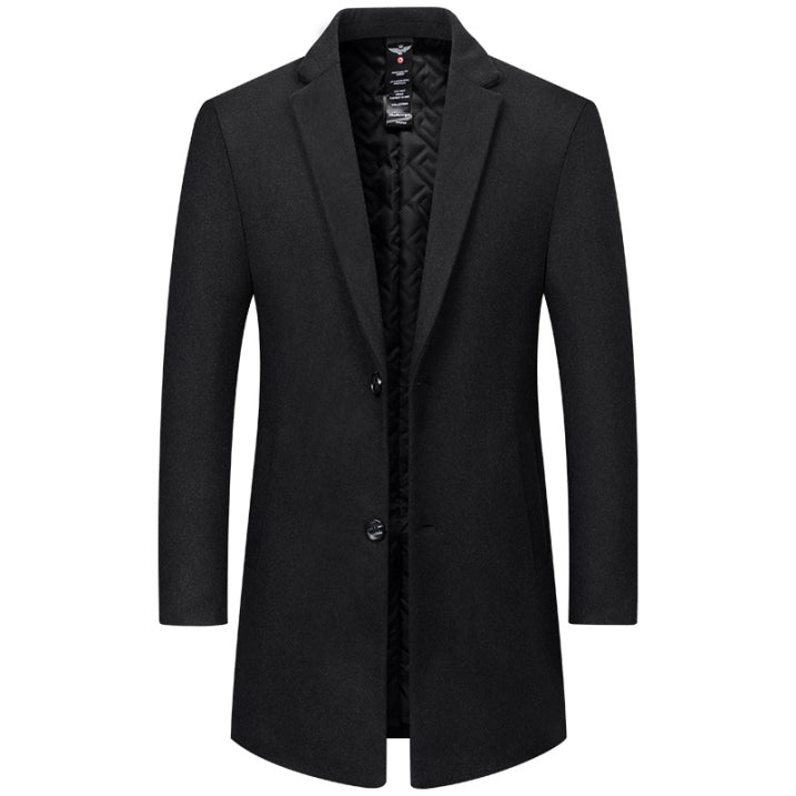 Benson Herrenmantel Lang Schwarz – Eleganter Herbst- und Wintermantel mit Wärmender Fütterung 1