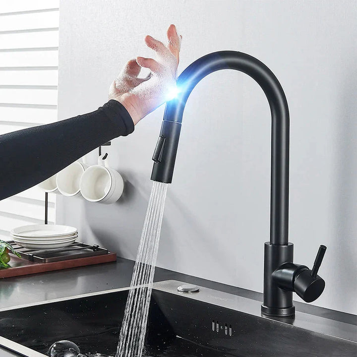 Berührungssensor Küchenarmatur – Ausziehbarer Wasserhahn Küche in Gebürstetem Nickel 0