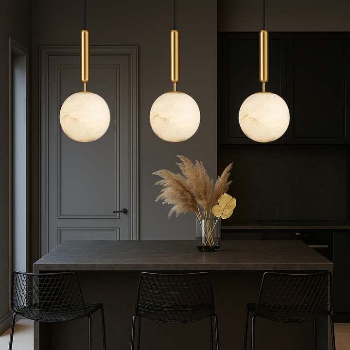 Bosso Pendelleuchte – Moderne Hängelampe aus Messing und Alabaster für Esszimmer 2