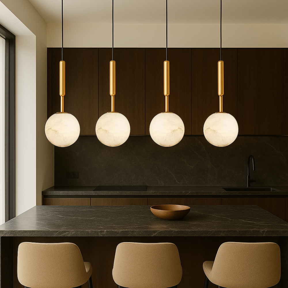 Bosso Pendelleuchte – Moderne Hängelampe aus Messing und Alabaster für Esszimmer 4