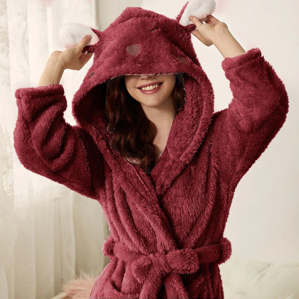 BunnyHug – Warmer Flanell-Bademantel Mit Kapuze Und Hasenohren Für Kinder 1