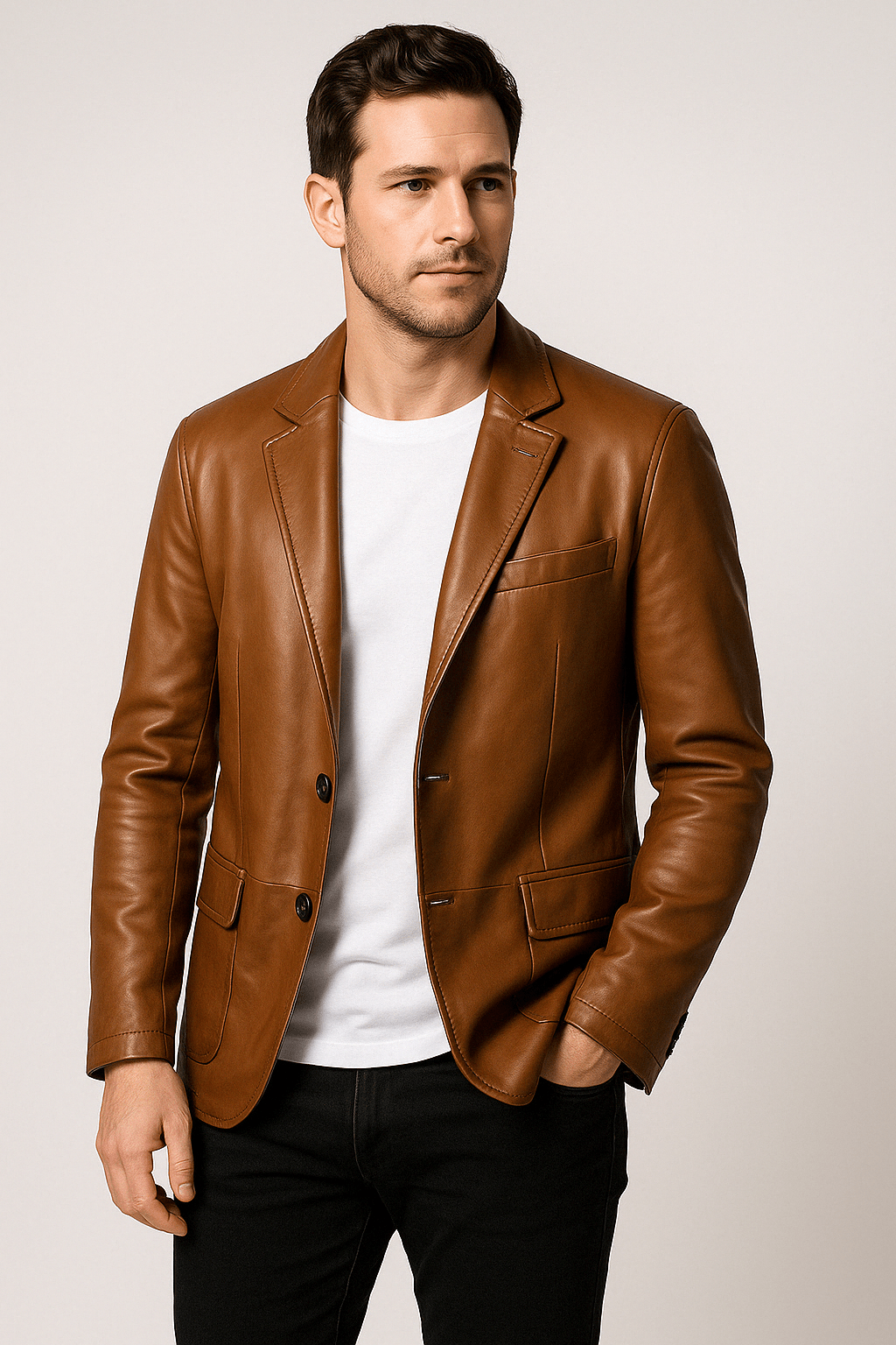 Carsten – Klassische Lederjacke für Damen und Herren, Figurbetonter Schnitt, Vielseitig, Zeitlos 2