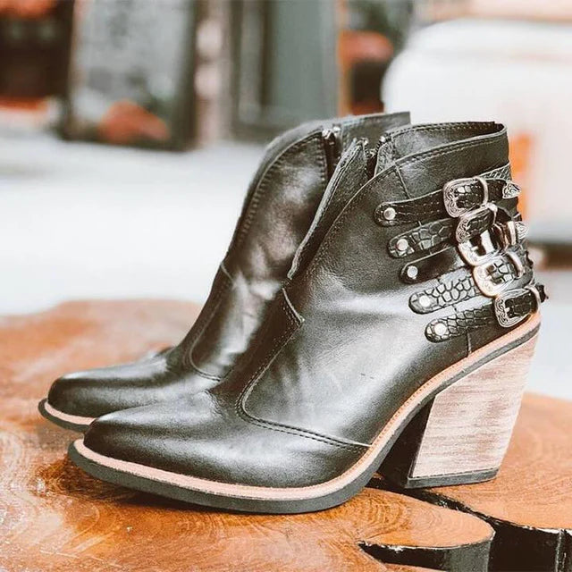 Clara – Damen Stiefeletten Schwarz aus Kunstleder mit 5 cm Absatz und Hohem Tragekomfort 0