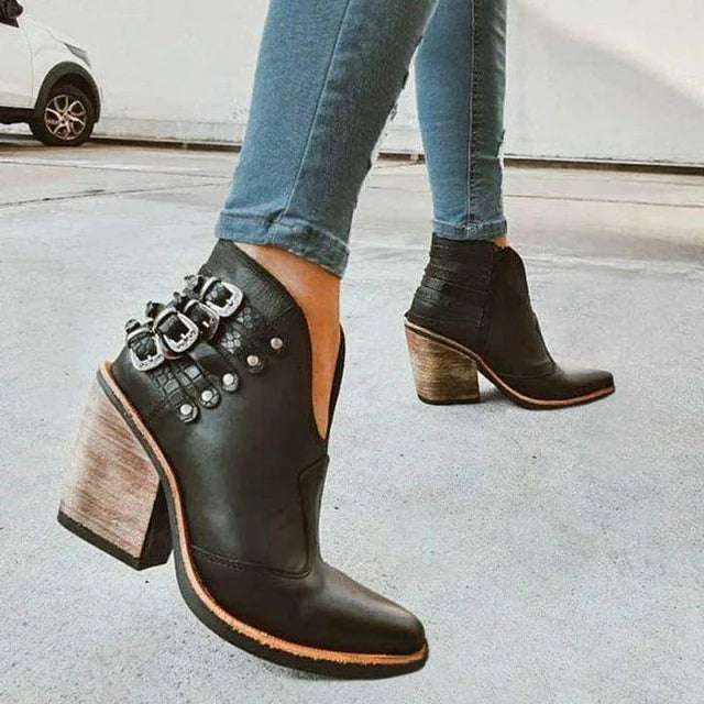Clara – Damen Stiefeletten Schwarz aus Kunstleder mit 5 cm Absatz und Hohem Tragekomfort 2