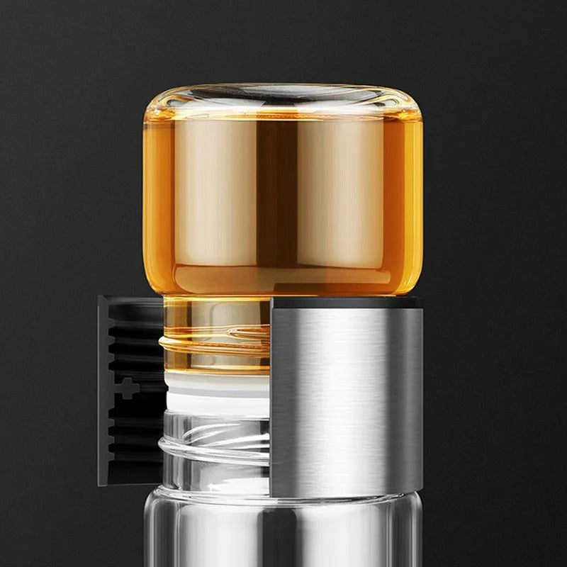 ClearTherm – Glas-Thermoflasche mit Teefilter, Isolierung & Auslaufschutz 1