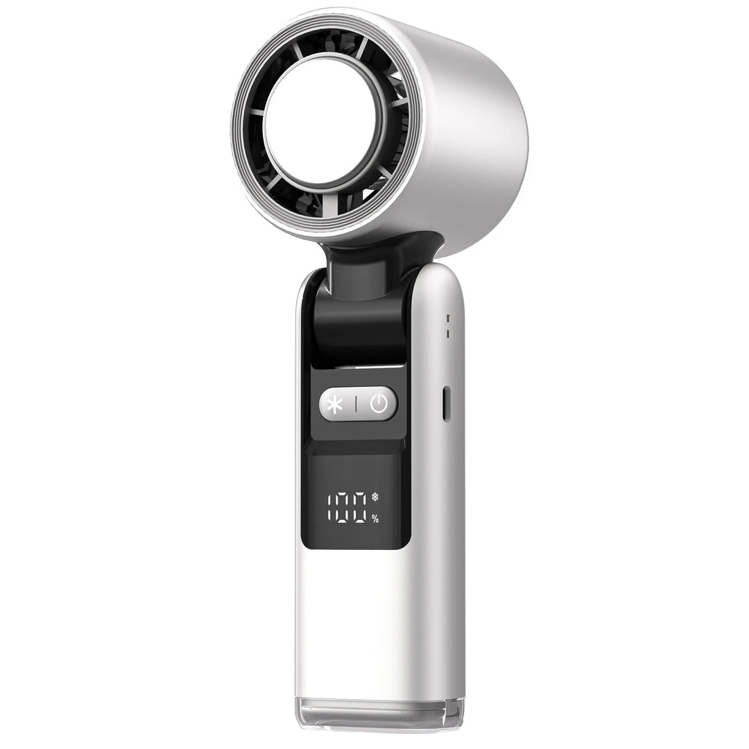 Cooliox Mini-Handventilator – 100 Windstufen, USB-Ladung & Faltbar mit Digitalanzeige 0