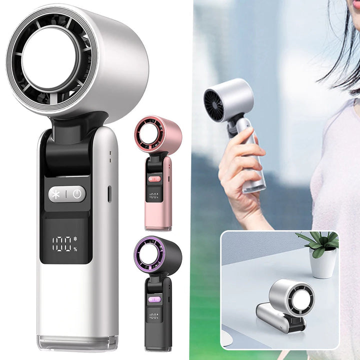 Cooliox Mini-Handventilator – 100 Windstufen, USB-Ladung & Faltbar mit Digitalanzeige 1