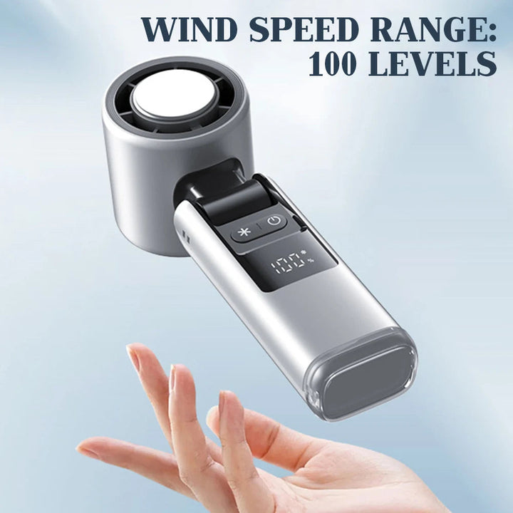 Cooliox Mini-Handventilator – 100 Windstufen, USB-Ladung & Faltbar mit Digitalanzeige 2