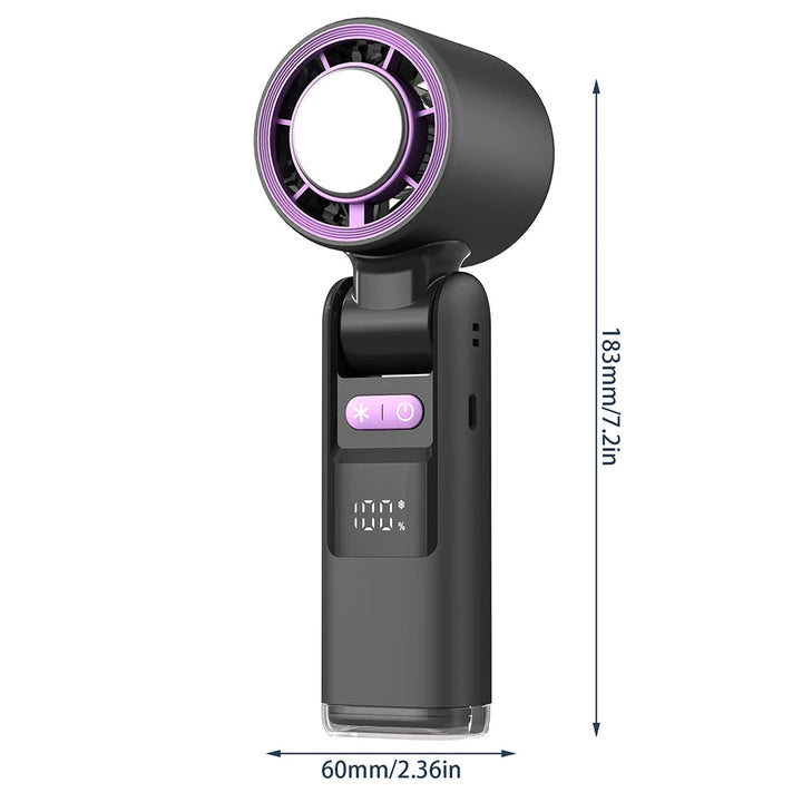 Cooliox Mini-Handventilator – 100 Windstufen, USB-Ladung & Faltbar mit Digitalanzeige 5