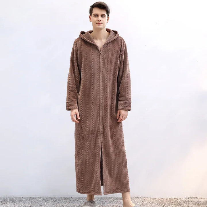 CosyHug – Unisex Bademantel Mit Reißverschluss, Kapuzen-Flanell Für Paare 4