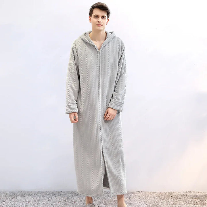 CosyHug – Unisex Bademantel Mit Reißverschluss, Kapuzen-Flanell Für Paare 5