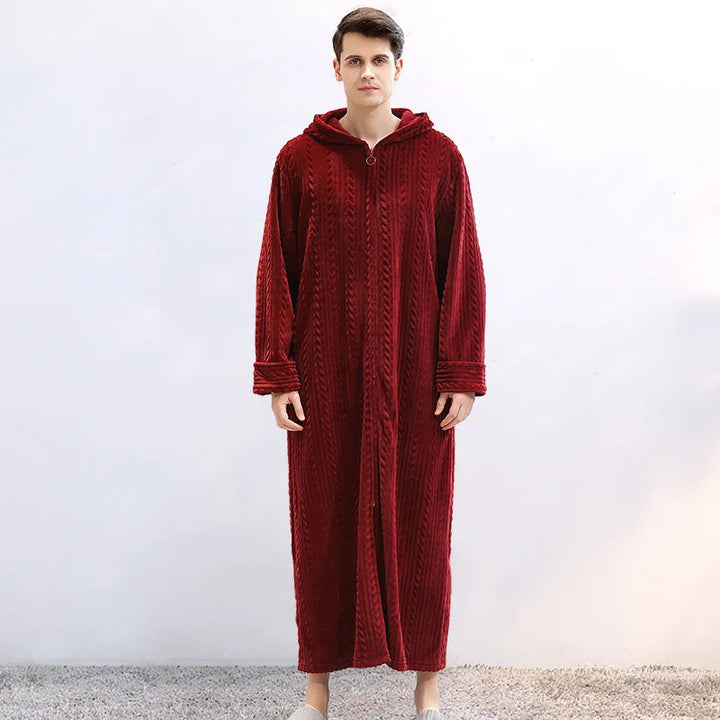 CosyHug – Unisex Bademantel Mit Reißverschluss, Kapuzen-Flanell Für Paare 6