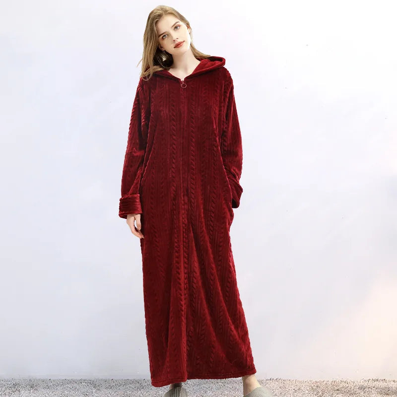 CosyHug – Unisex Bademantel Mit Reißverschluss, Kapuzen-Flanell Für Paare 7