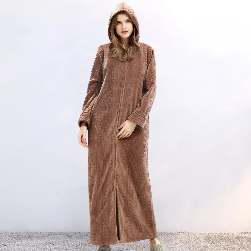 CosyHug – Unisex Bademantel Mit Reißverschluss, Kapuzen-Flanell Für Paare 8