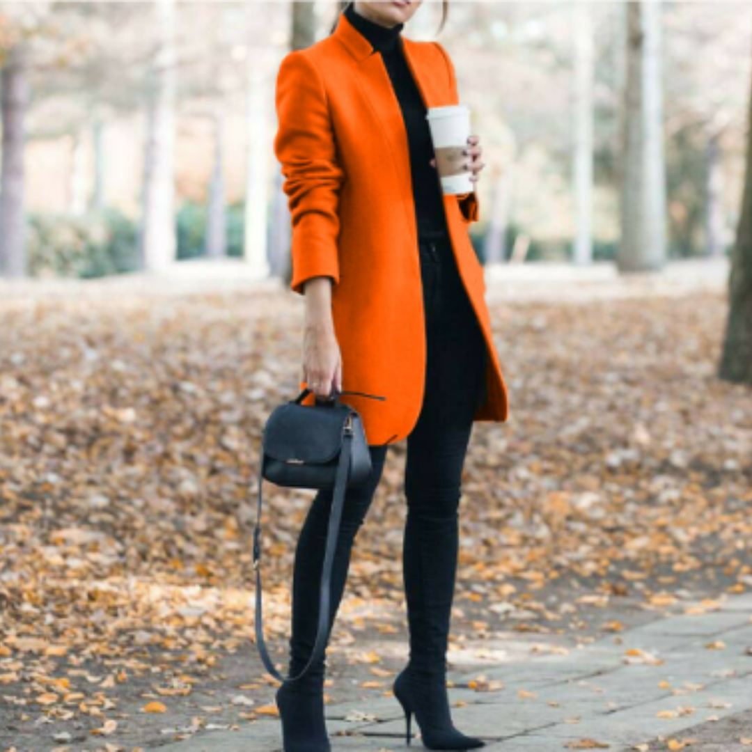 Damen Stehkragen Wintermantel aus Warmem Polyester-Wollmix für Eleganz und Komfort 7