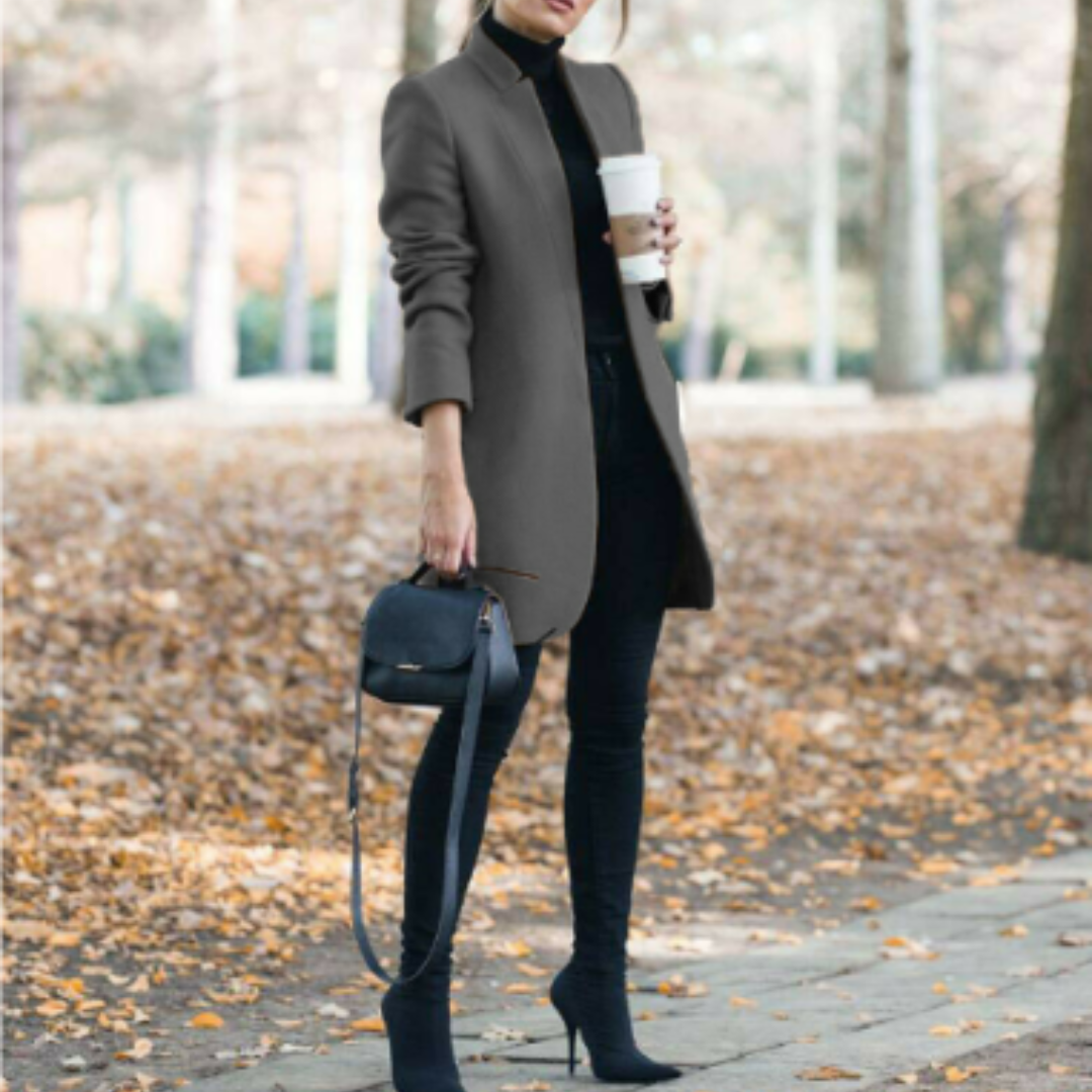 Damen Stehkragen Wintermantel aus Warmem Polyester-Wollmix für Eleganz und Komfort 8