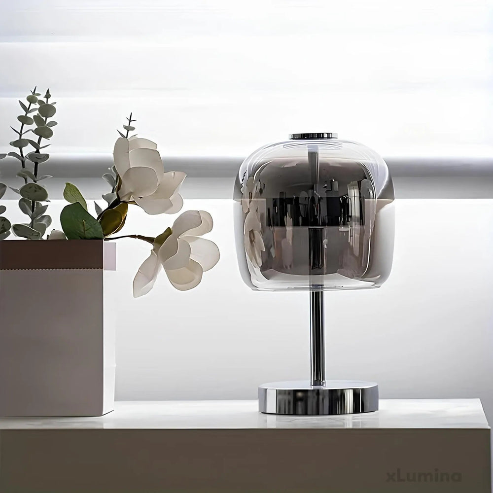 Dekorative Tischlampe aus Glas im Minimalistischen Design – Nordic Stil für Wohnzimmer und Schlafzimmer, Warmes Licht, 30 cm Höhe 1