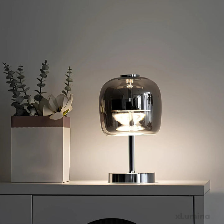 Dekorative Tischlampe aus Glas im Minimalistischen Design – Nordic Stil für Wohnzimmer und Schlafzimmer, Warmes Licht, 30 cm Höhe 2