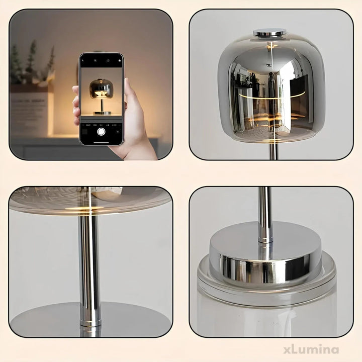 Dekorative Tischlampe aus Glas im Minimalistischen Design – Nordic Stil für Wohnzimmer und Schlafzimmer, Warmes Licht, 30 cm Höhe 3