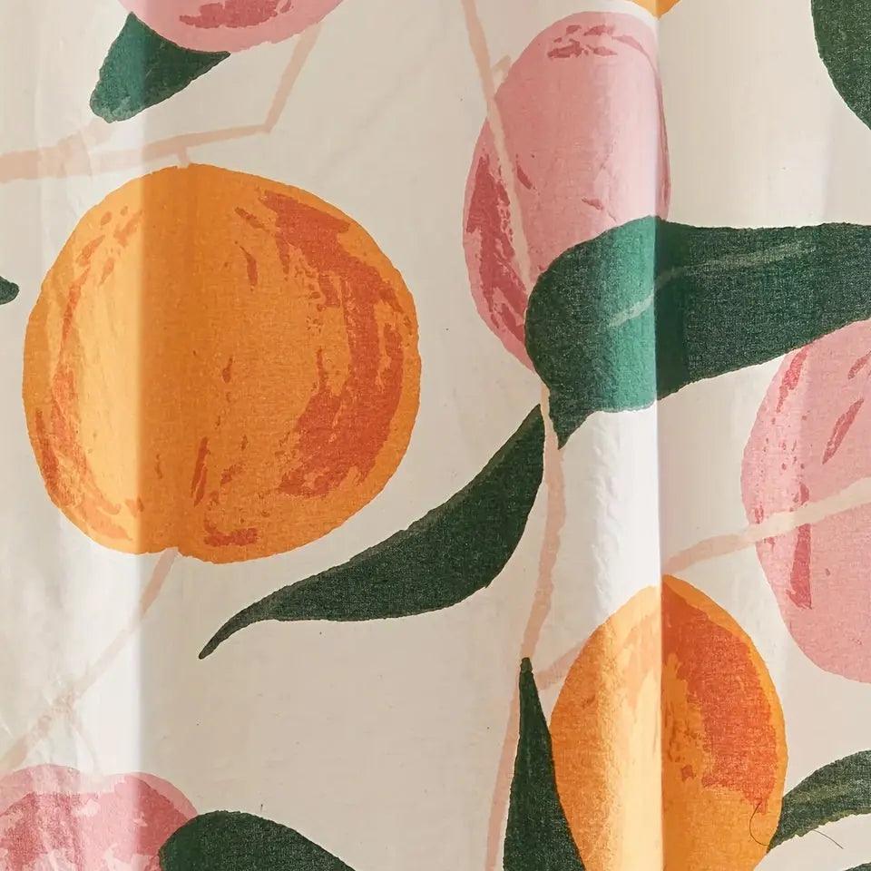 Duschvorhang Textil in Pfirsich mit Blütenmuster – Pflegeleicht für Badewanne und Dusche, Stilvolles Badezimmeraccessoire 0