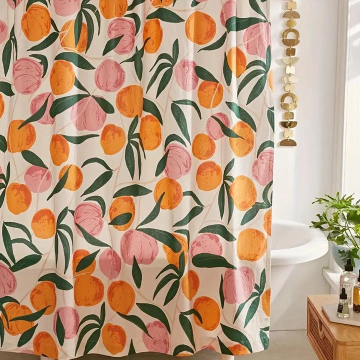 Duschvorhang Textil in Pfirsich mit Blütenmuster – Pflegeleicht für Badewanne und Dusche, Stilvolles Badezimmeraccessoire 3