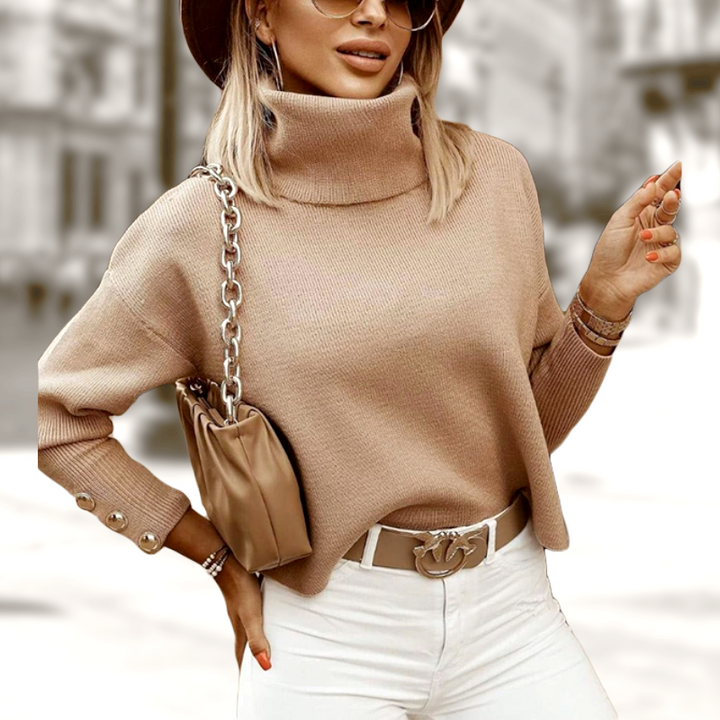 Elara – Damenpullover Coltrui mit Knopfdetails für Stil und Komfort 4