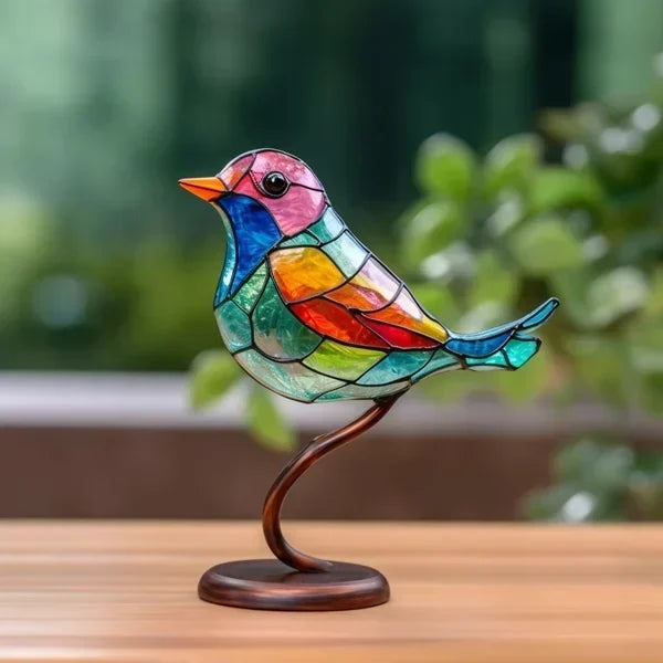 EleganBird – Handgefertigte Buntglas Vogelstatuetten Set für Stilvolle Dekoration 0