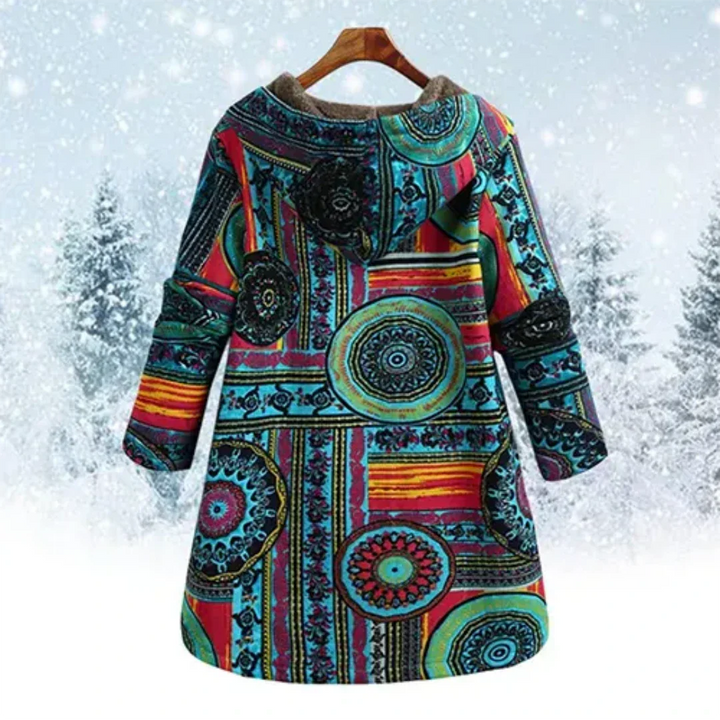 Elegante Damenjacke mit Blumenmuster und Kapuze – Warm für Wintertage 2